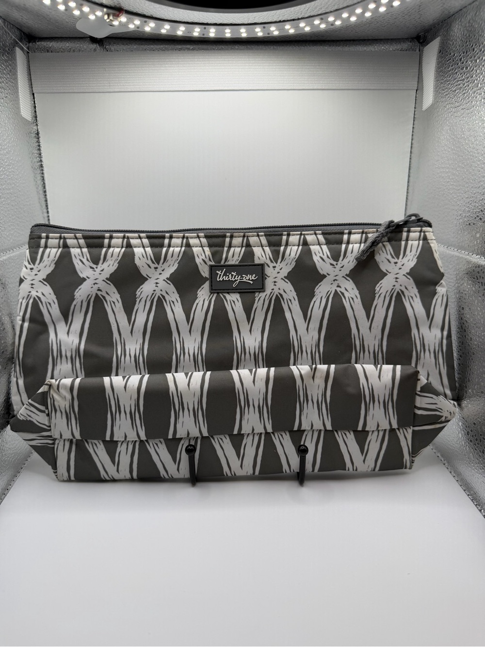 thirty-one Gray & White Patterned Cosmetic Pouch Set